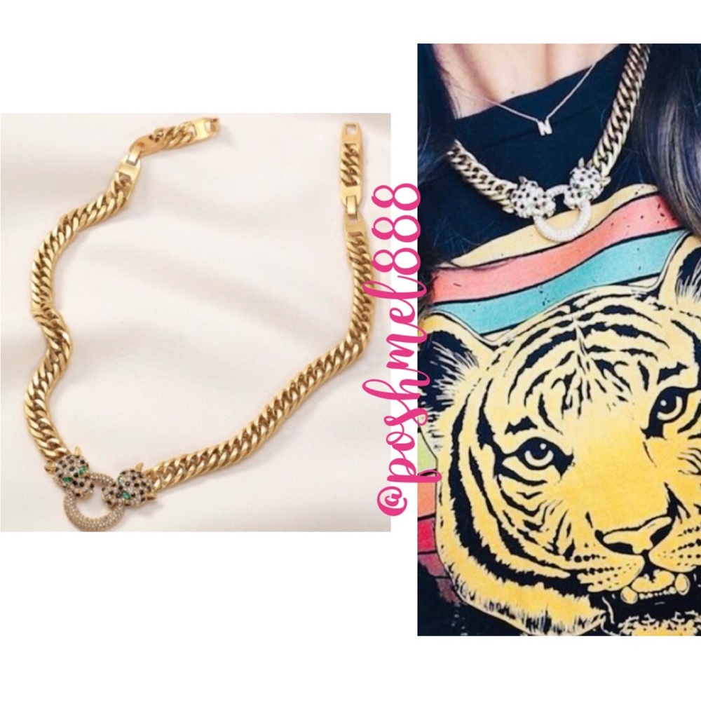 Stella & Dot | ‘Retired’🐯Roar Gold Link Doorknocker Statement Necklace - Picture 4 of 13